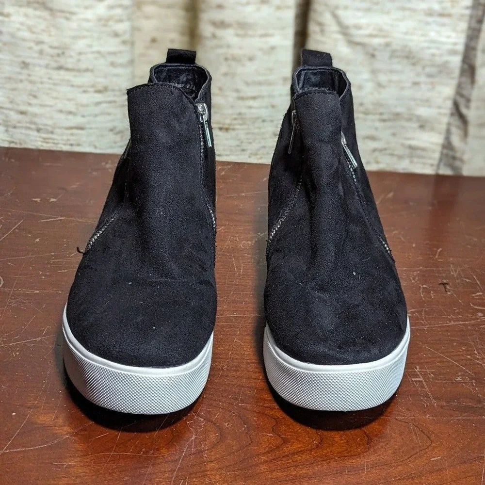 Vintage Y2K Indie Sleaze Soda Wedge High Top Sneakers Black Streetwear Women's 8